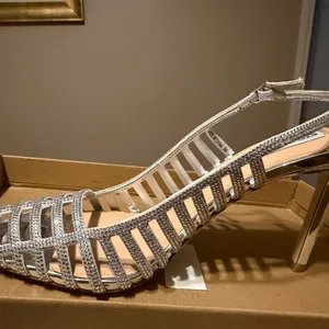 Steve Madden Metallic Silver Strappy Heels thumbnail 6
