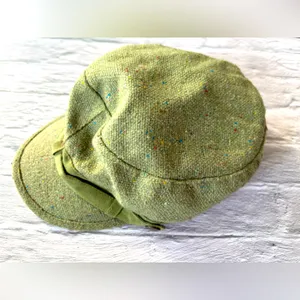 Vintage Speckled Green Tweed Wool Cap Hat thumbnail 2