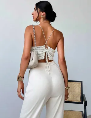 White Knitted Tank Top thumbnail 3