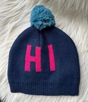 Colorful Knit Pom Pom Beanie - HI & BYE Design thumbnail 1