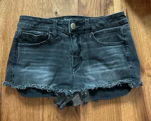 American Eagle Outfitters Jean Shorts Black High-Rise thumbnail 1