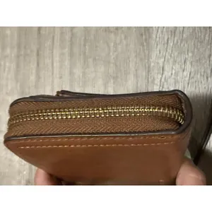 Fossil Logan Brown Pebbled Leather Zip Around Wristlet Wallet‎ Clutch thumbnail 3