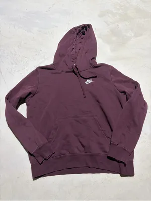 Nike Burgundy Pullover Hoodie with White Logo medium thumbnail 1