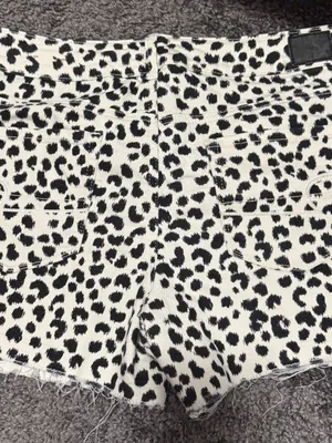 Black & White Leopard Print Denim Shorts.. American Eagle thumbnail 2