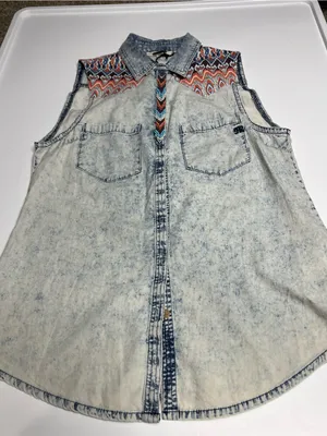 NWT miss me acid wash denim shirt medium thumbnail 2