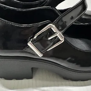 Gianni Bini Mary Jane‎ Platform Heel Shoes Womens 8.5 Shiny Black Block Lug Sole Y2K thumbnail 3