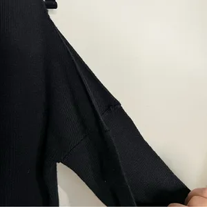 Tobi Olivia One Side Sleeve‎ Black Off Shoulder Ribbed Sweater Mini Dress thumbnail 8