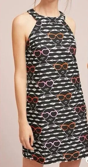 Hutch Dress Women Small Black White novelty print Sunglasses Shift halter Dress thumbnail 1