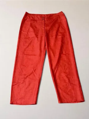 Babette Red Cropped Wide Leg Pants Size M Retro Y2K Trousers thumbnail 2