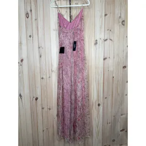 NWT Lulus Forever Dreamy Pink Floral Organza Backless Maxi Dress Gala Party XL thumbnail 9