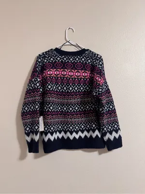 NWT cupcakes & cashmere Navy, Pink and White Fair Isle Button Cardigan thumbnail 3