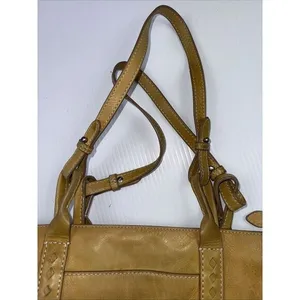 Frye Melissa Leather Mustard Tote Bag Cognac Large Shoulder Handbag W Stain‎ thumbnail 12