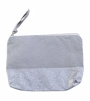 NWT Gray Silver Glitter Small Makeup Bag thumbnail 1