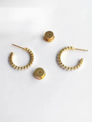 Julie Vos Juliet Gold Pearl Small Hoop Earrings on-trend Jewelry thumbnail 3