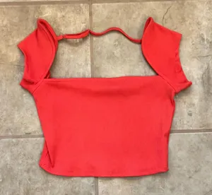 RusttyDustty Cherry Red Cap Sleeve Crop Top Size Small thumbnail 1