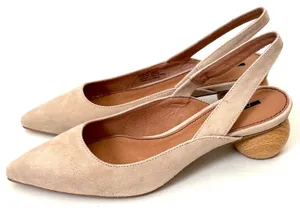 Matiko Anthropologie Heeled Suede Slingback Heel Peach Tan Size 36 US 5.5-6 NEW thumbnail 2