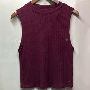 American Eagle chic ribbed high neck sleeveless sweater Burgundy size Large thumbnail 2