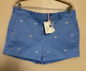 NWT Vineyard Vines Women’s Shorts‎ Coneflower Blue Dayboat Embroidered Whales 10 thumbnail 1