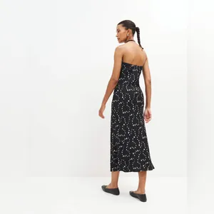 NWT Reformation Joana Dress strapless midi Breezy black white size Large L thumbnail 9