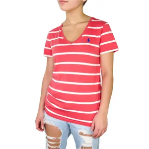 Vintage Ralph Lauren Red & White Striped V-Neck Short Sleeve T-Shirt Top Small thumbnail 5
