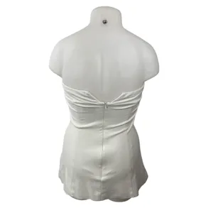 RNWY Women's White Strapless Tube Bandeau Fitted Bustier Mini Bodycon Dress Sz L thumbnail 4