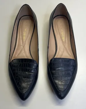 Andrew Geller Black‎ Croc-Patterned Loafers thumbnail 1