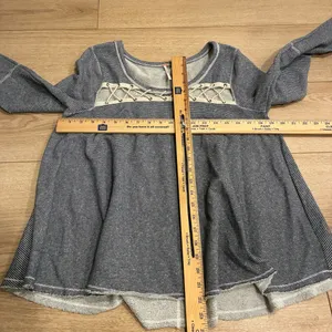 Free People Lacey Love Sweatshirt Terry Navy Striped Crewneck Size S thumbnail 4
