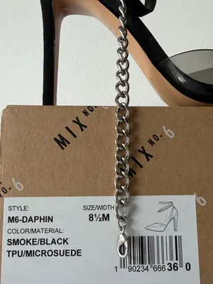 Mix No.6 Black Chain & Suede Ankle Strap Heels thumbnail 8