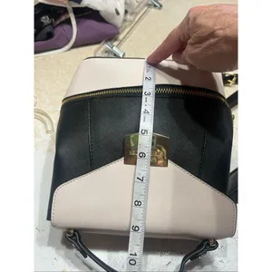 Steve Madden Backpack With Top Handle Purse Faux Leather Black Cream thumbnail 5