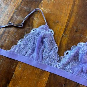 Madewell Purple Floral Lace Triangle Bralette Adjustable Straps Small‎ SP thumbnail 8