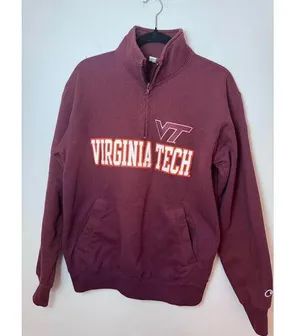 Virginia Tech Champion burgundy pull over quarter zip unisex sz M thumbnail 1