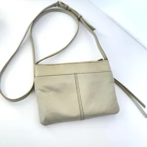HOBO Leather Crossbody Bag in Light Gray thumbnail 3