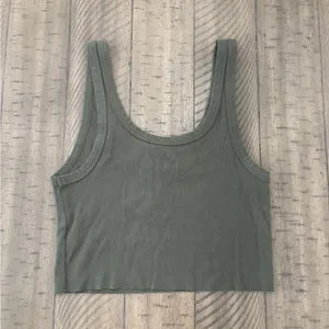 Aerie Forest Green Ribbed Tank Top thumbnail 4