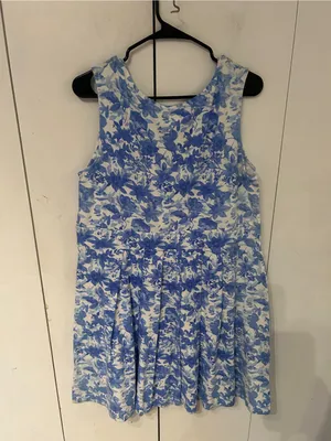 PARAGON White and Blue Floral Sleeveless Midi Dress thumbnail 5