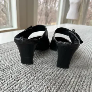 Vintage Merona Black Leather Silver Buckle Square Toe Maryjane Block Heels Shoes thumbnail 9