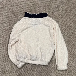 Cider Cream and Navy Fleece Hoodie thumbnail 3