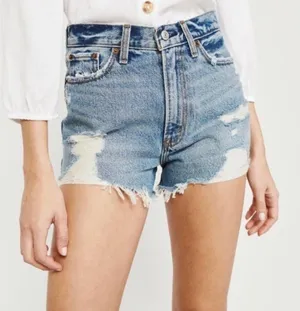 Abercrombie & Fitch Annie High Rise Distressed Denim Shorts Size 28/6 thumbnail 7