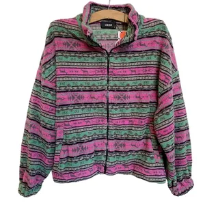 Cider‎ Pink Green Fair Isle Sherpa Fleece Full Zip Jacket XL New thumbnail 5