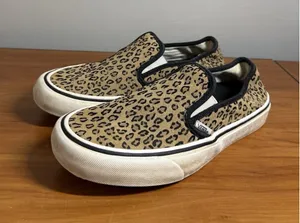VANS WOMENS Mini Leopard Print SF Slip-On Sneakers Suede Marshmallow Size 9.5 thumbnail 1