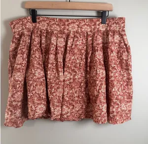 American Eagle Women XL Terracotta Floral Cotton Linen Smocked Mini Skirt Boho‎ thumbnail 1