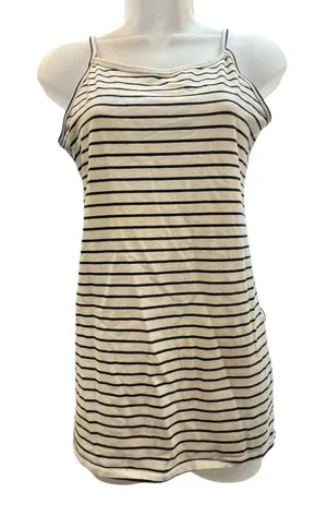 Maurice's Vintage Y2K Striped Extra-Long Cami Tank Top Cream Black thumbnail 1