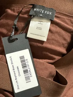 White Fox slow life boyfriend boxer shorts size Small in chocolate brown thumbnail 5