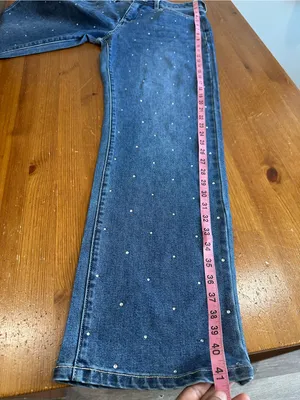 Express Blue Wide-Leg Jeans with Studded Detail thumbnail 7