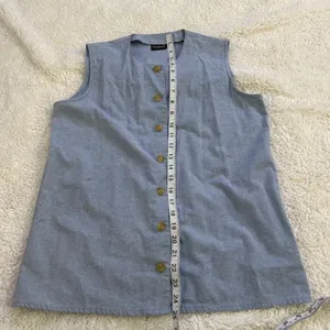 Vintage Linen Button Down Top Womens XL Crochet Collar Cottage Coastal Eyelet thumbnail 4