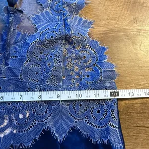 Victorias Secret Blue Satin Lace Trim Chemise Nightie Slip Dress Size XS thumbnail 5
