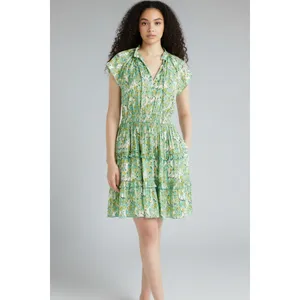 Scoop Womens Dress Sz XS Blurred Ikat Satin Ruffle Mini Cap Sleeve Cottagecore thumbnail 2