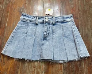 GB Light Blue Denim Mini Skort Pleated Size Small NWT thumbnail 1