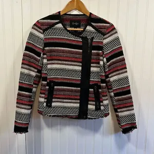 Jessica Simpson tweed asymmetrical blazer jacket thumbnail 1