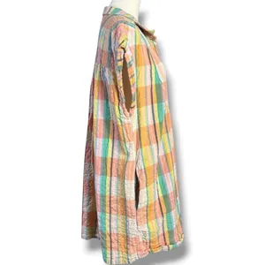 Free People Oversized Dreamers Madras Plaid Mini Dress Tunic Top Preppy Large thumbnail 9