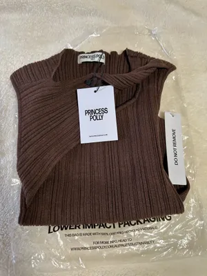 Princess Polly asymmetric ribbed tank top thumbnail 2